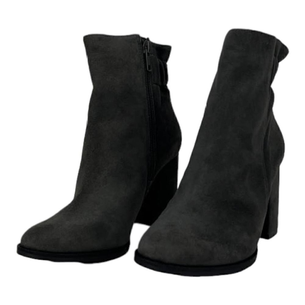 New Arturo Chiang Women US 7 Ankle Boot Shoes Grey Suede Round Toe At-Rakel Heel